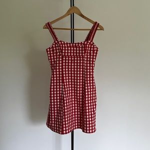 Red and White gingham Zara dress